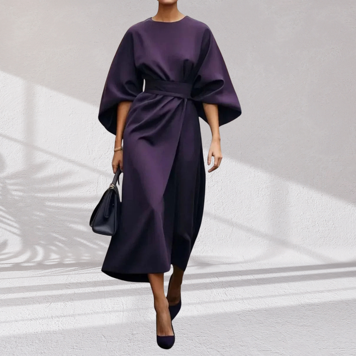 Rebecca | Elegant dress With Cap Sleeves and Belt